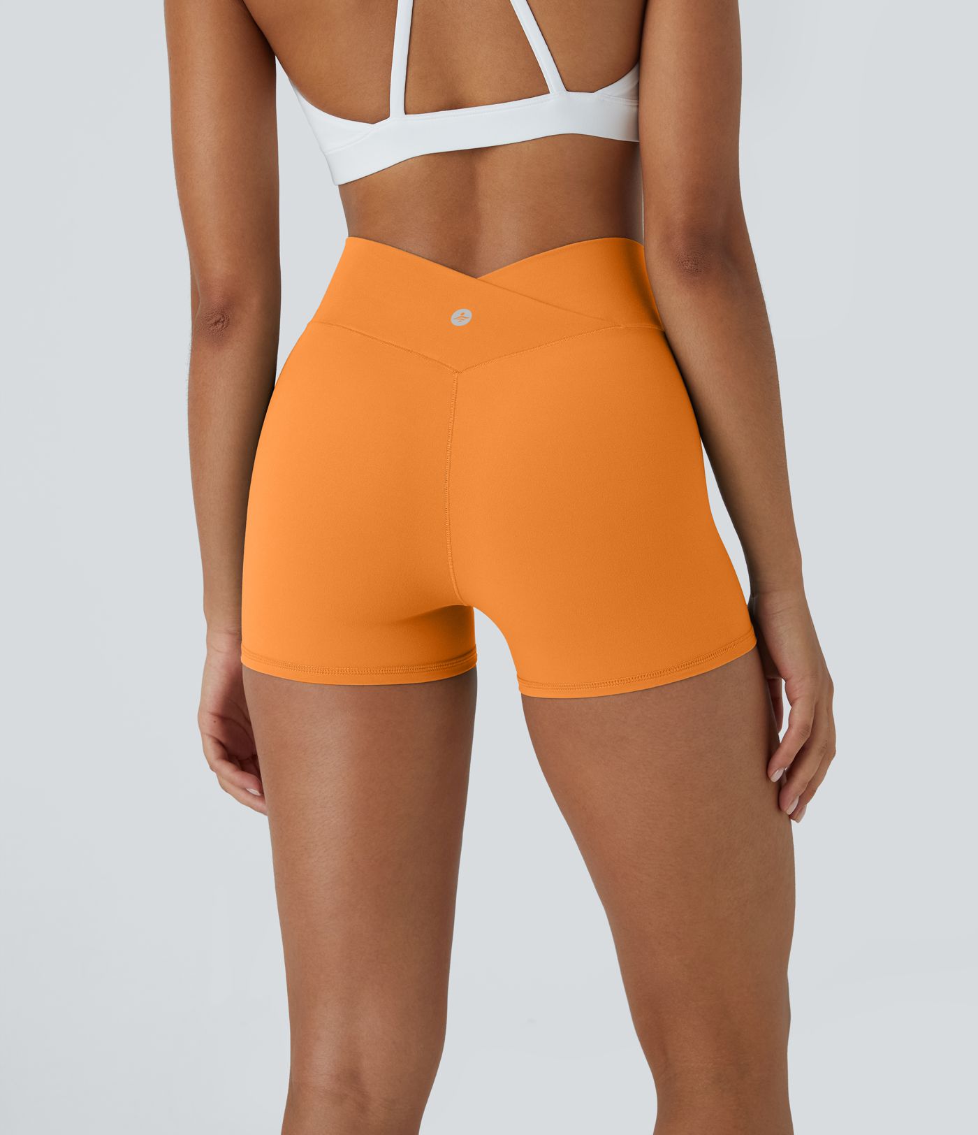 SoftlyZero™ High Waisted Crossover Plain Yoga Biker Shorts 3''-UPF50+