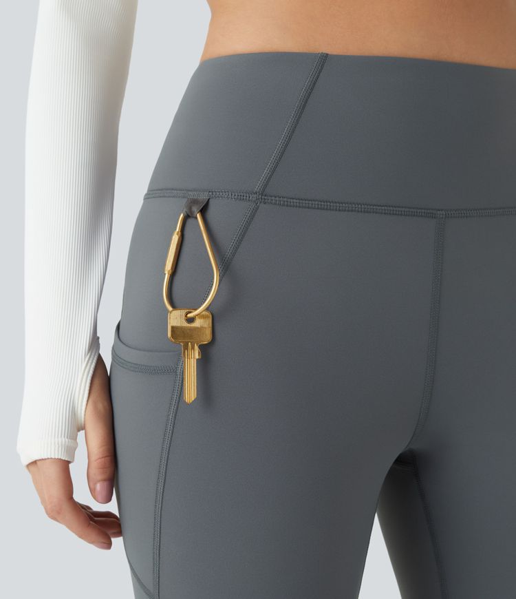 Pantalón yoga térmico acampanado bolsillo lateral tiro alto
