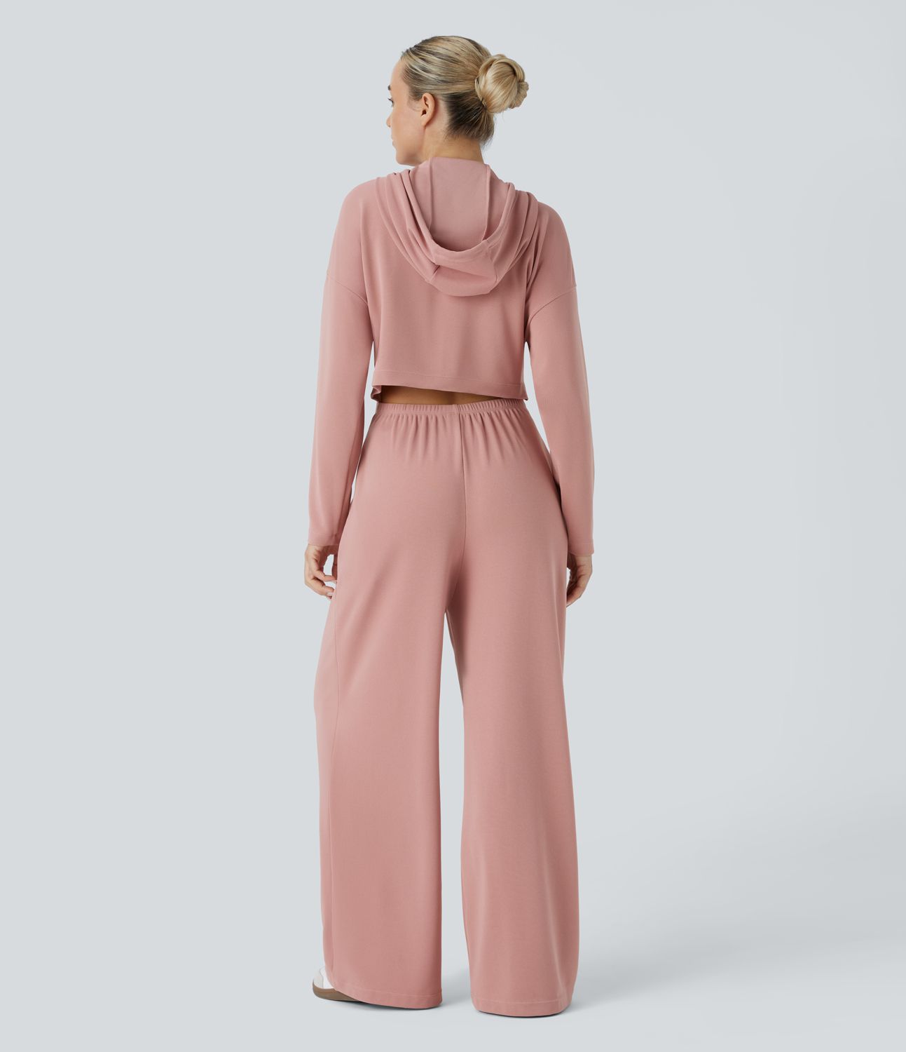 Hood drawstring zipper wrinkled side pocket cutout waffle casual jumpsuit