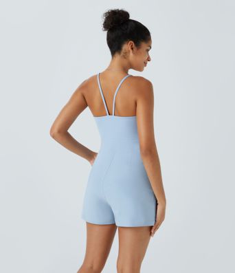 Breezeful™ Combishort Dos Nu Poche Zippée Invisible Sur le Côté Jambe Large Séchage Rapide