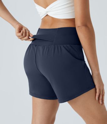 SoftlyZero™ Airy Super High Waisted 2-in-1  Cool Touch Yoga Shorts 5'' with Pockets-Longer Length