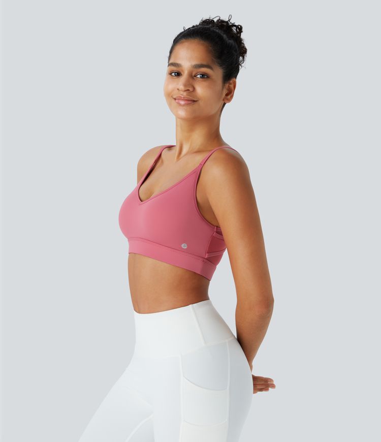  Softlyzero™ Airy Low Support Backless Crisscross Contrast Mesh Cool Touch Yoga Sports Bra-UPF50+