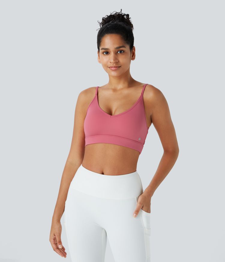  Softlyzero™ Airy Low Support Backless Crisscross Contrast Mesh Cool Touch Yoga Sports Bra-UPF50+