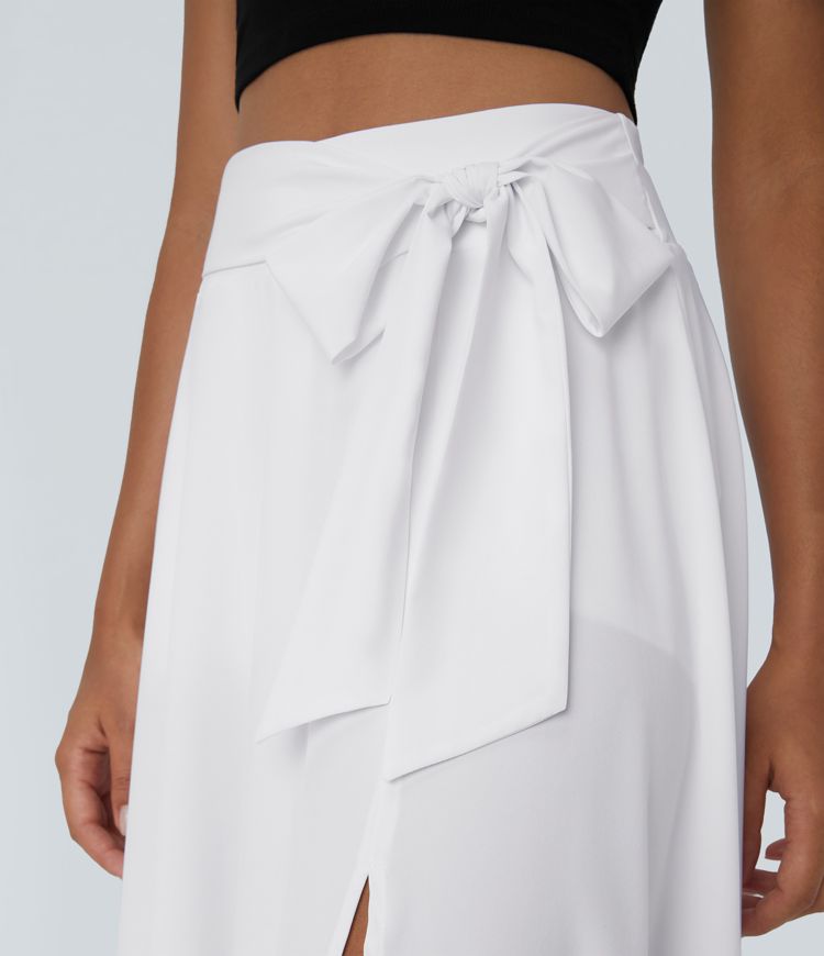 Breezeful™ High Waisted Tie Side 2-in-1 Curved Hem Flowy Quick Dry Midi Casual Skirt