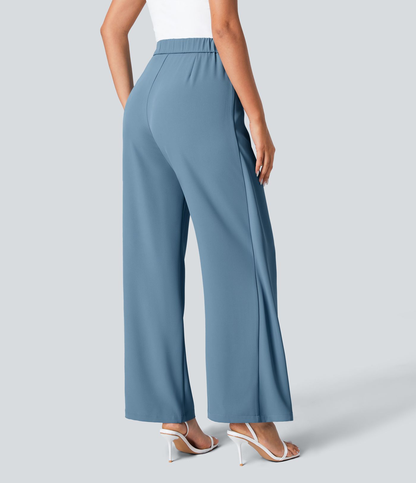 High Waisted Tie Side Wide Leg Women Suit Work Pants High Waisted Tie Side Wide Leg Women Suit Work Pants