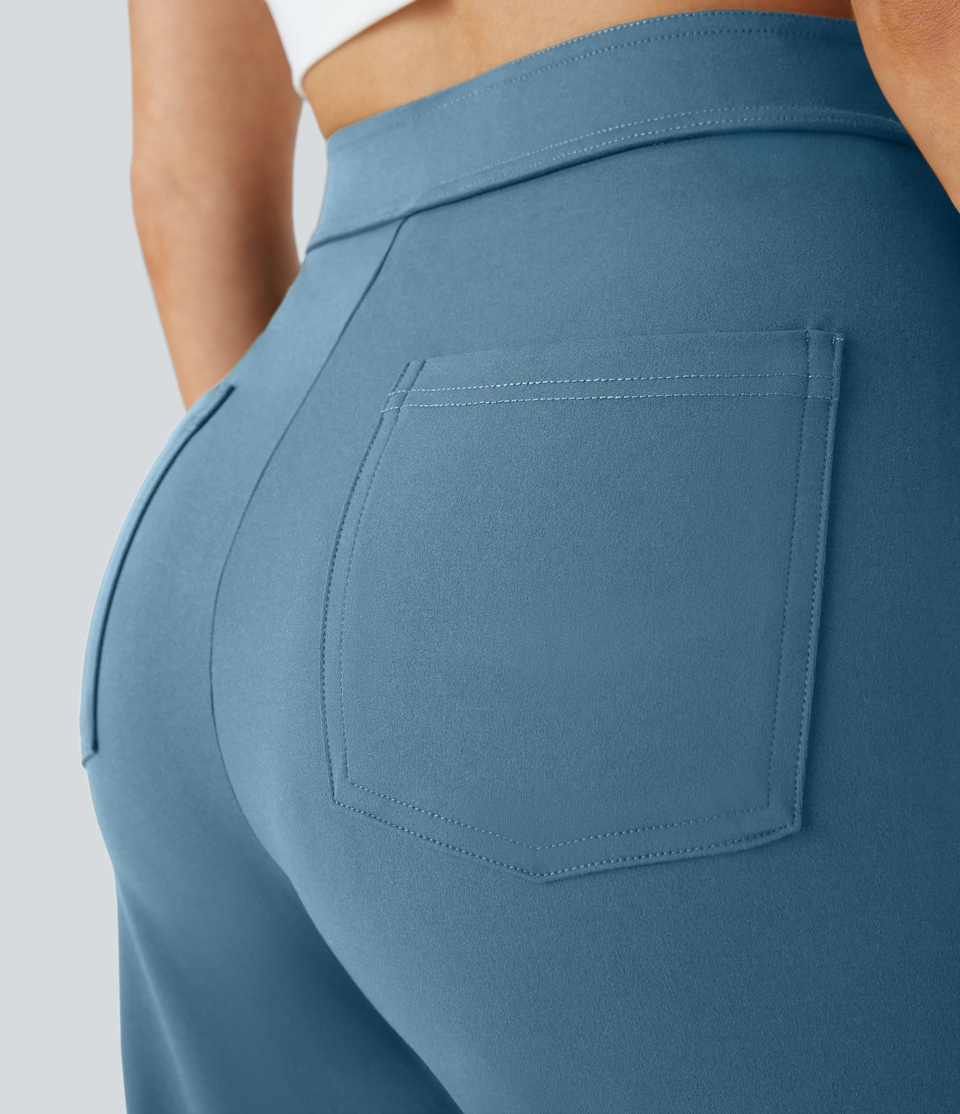 High Waisted with Pockets Straight Leg Stretchy Casual Pants