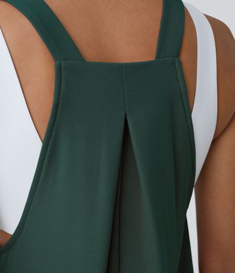 Salopette décontractée gaufrée à plis, boutons, bretelles réglables et multiples poches