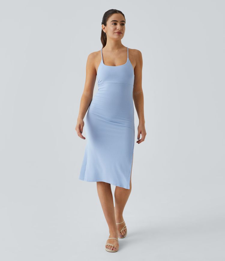 Everyday Split Strap Bodycon Midi Chill Party Dress-Sensational