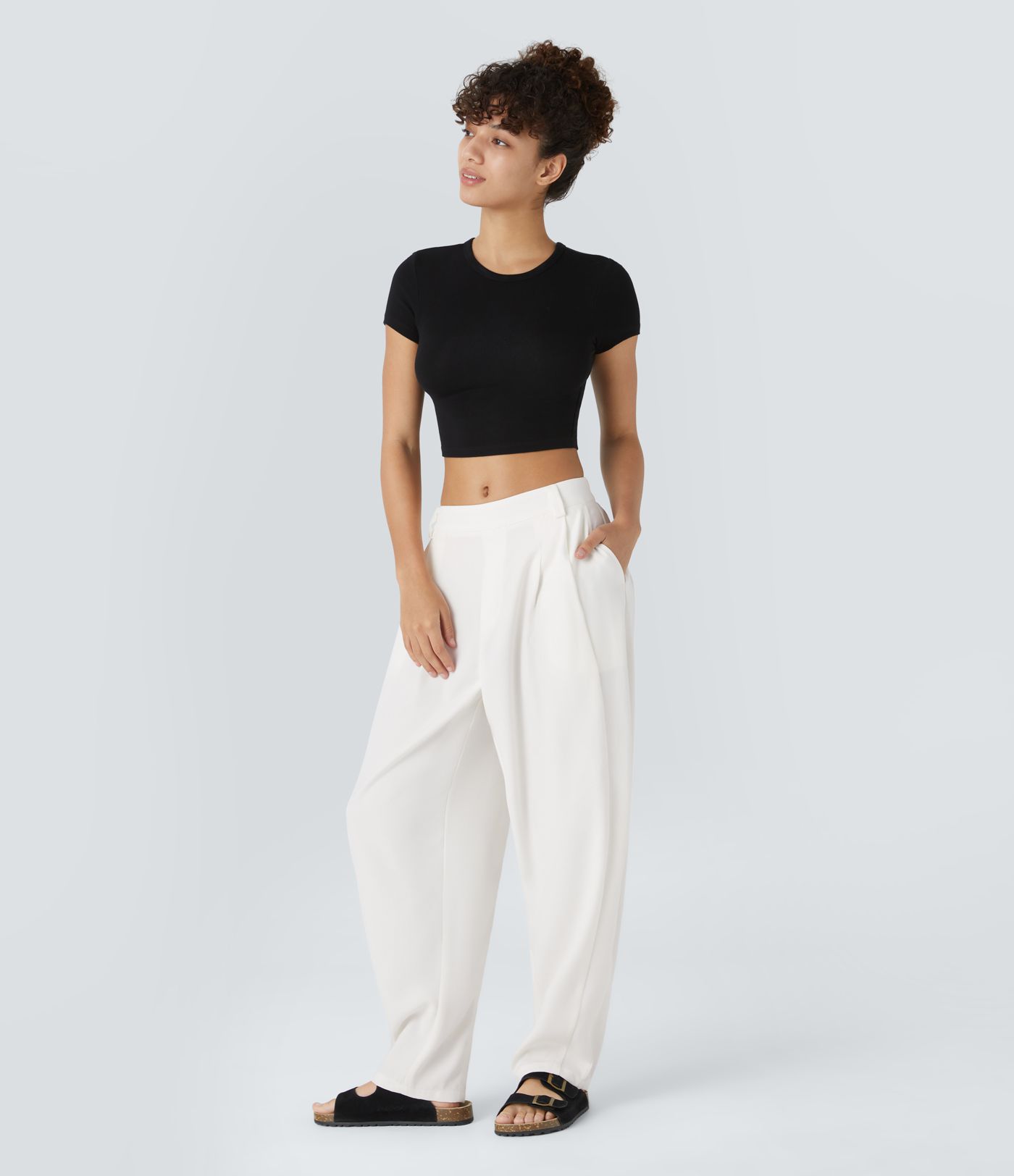 Halara Flex™ Mid Rise Pocket Barrel Leg Work Pants