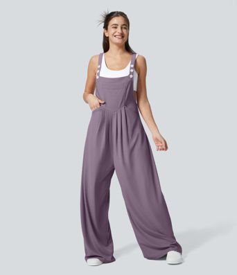 Pockets Waffle Casual Overalls