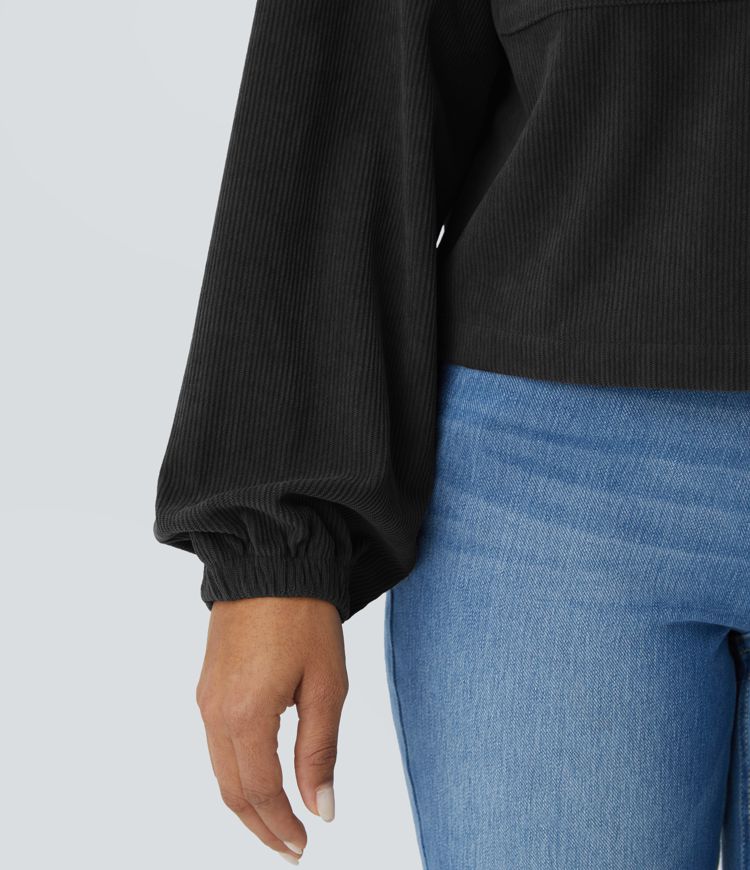 Veste décontractée en Velours Côtelé avec Poche et Manches Longues