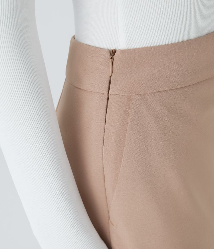 High-waisted invisible zipper side pocket 2-in-1 split straight hem workwear skirt