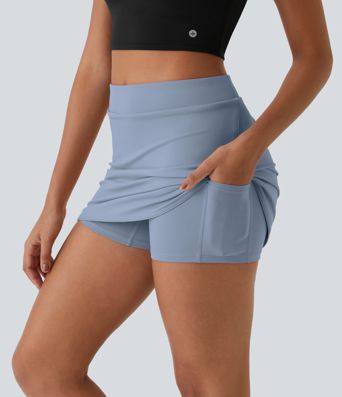 Everyday High Waisted Side Pocket 2-in-1 Micro Mini Golf Skirt-Clarity