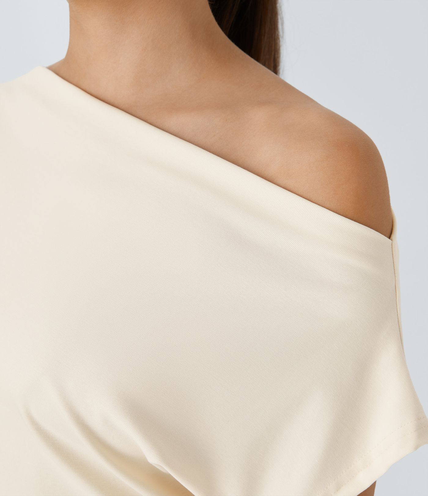 Off Shoulder Short Sleeve Ruched Casual Top