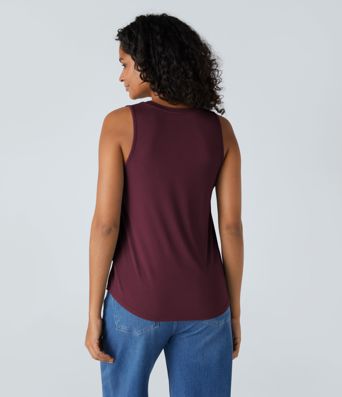 Geripptes Basic-Tanktop mit Rundhalsausschnitt und lässigem Schnitt