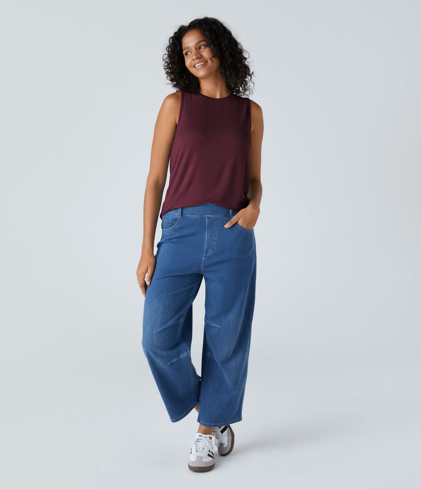 Geripptes Basic-Tanktop mit Rundhalsausschnitt und lässigem Schnitt