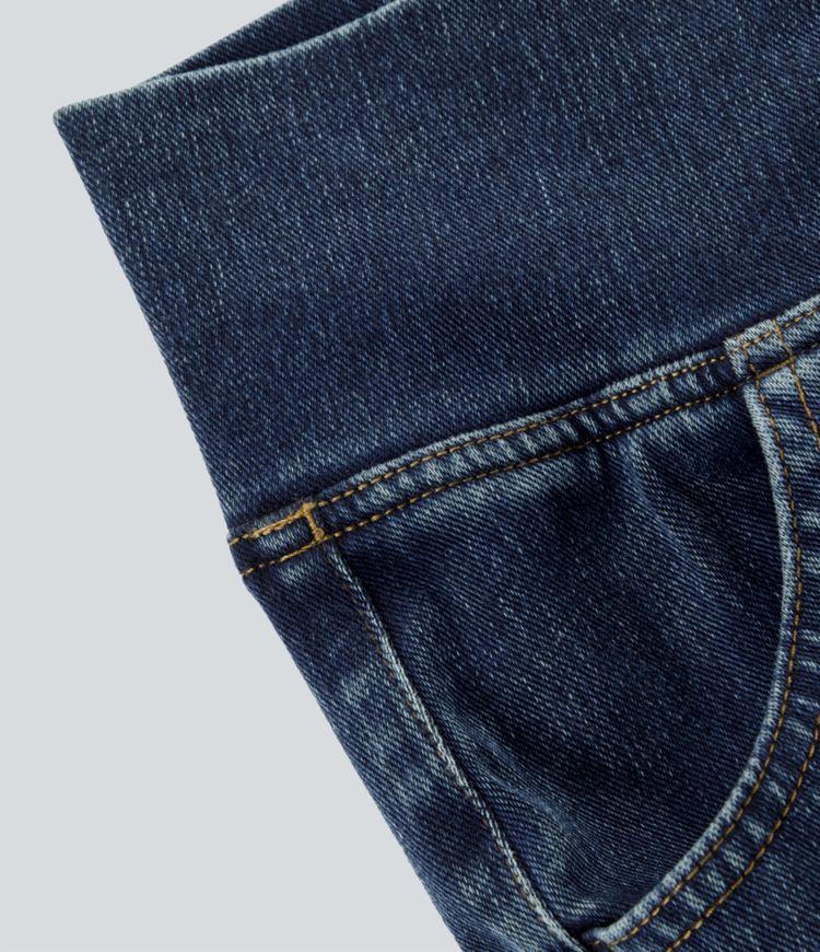 Halara Flex™ - Jean Ultra Evasé Tricot Extensible Lavé Poches Croisées Taille Haute