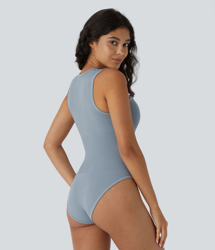 Seamless Flow Square Neck Sleeveless Casual Smooth Bodysuit