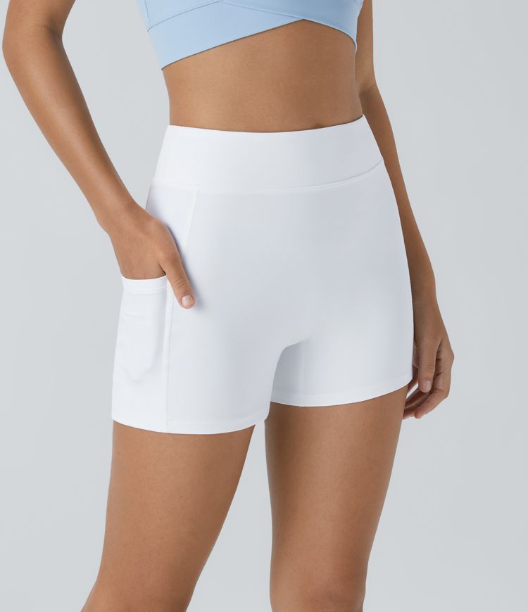 SoftlyZero™ Airy High Waisted Pocket Plain Cool Touch Yoga Shorts 3.5"-UPF50+