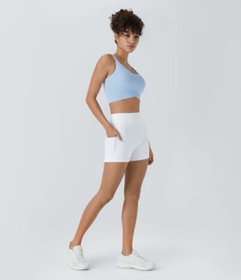 SoftlyZero™ Airy High Waisted Pocket Plain Cool Touch Yoga Shorts 3.5"-UPF50+