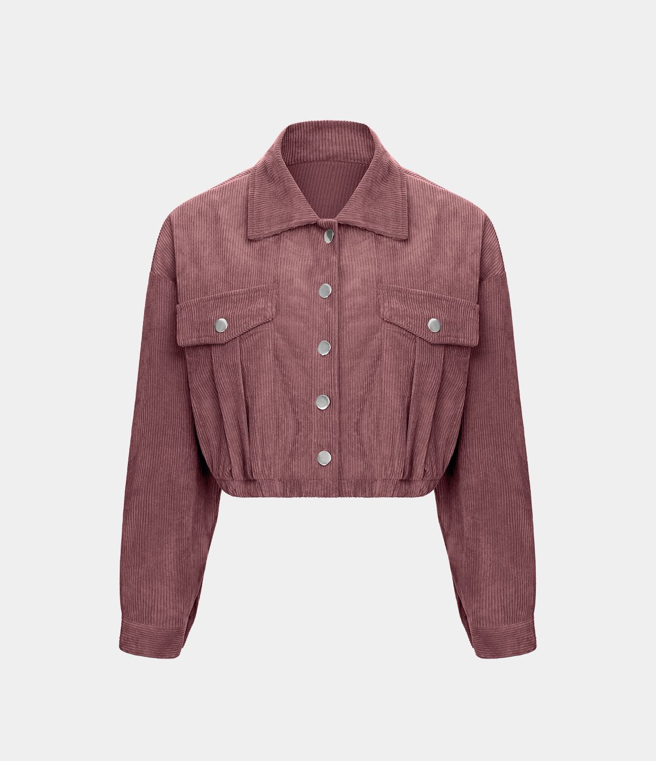Pocket Cropped Corduroy Casual Jacket