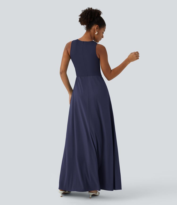 Breezeful™ Zipper Sleeveless Pocket Contrast Quick Dry Jumpsuit