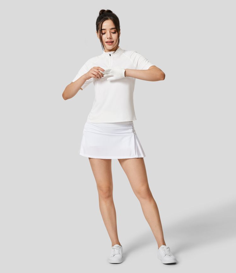 Top de Sport de Golf à Col Montant Demi-Zip et Manches Raglan Toucher Frais