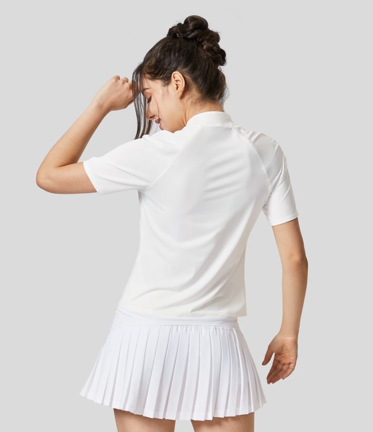 Top de Sport de Golf à Col Montant Demi-Zip et Manches Raglan Toucher Frais