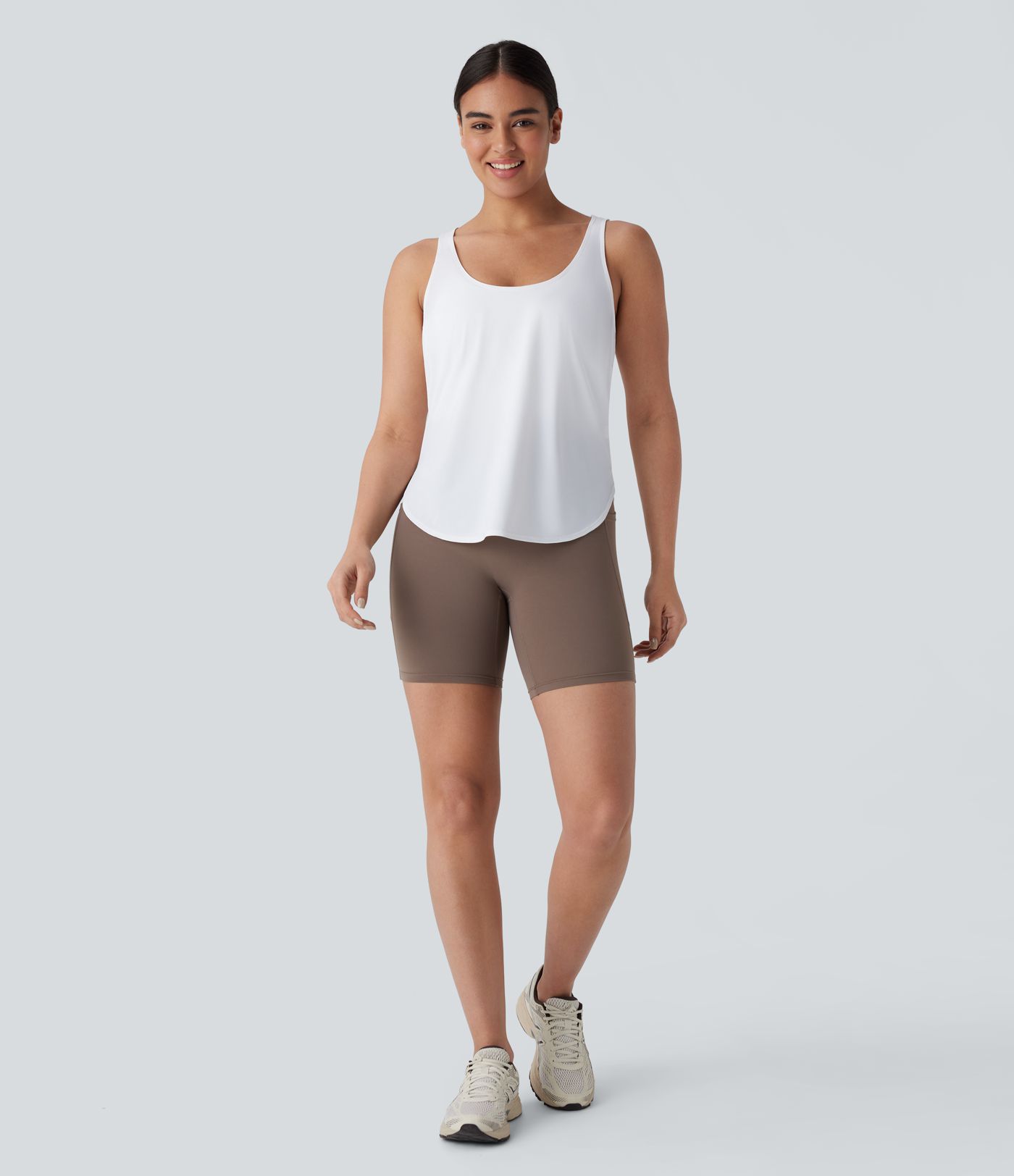 Contrast Mesh Curved Hem Cool Touch Quick Dry Running Tank Top