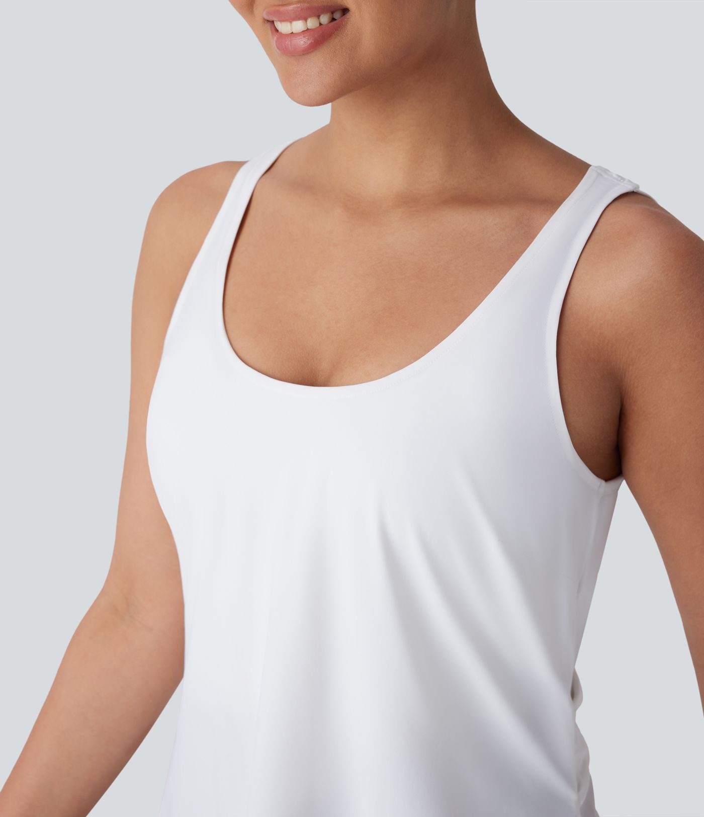 Contrast Mesh Curved Hem Cool Touch Quick Dry Running Tank Top