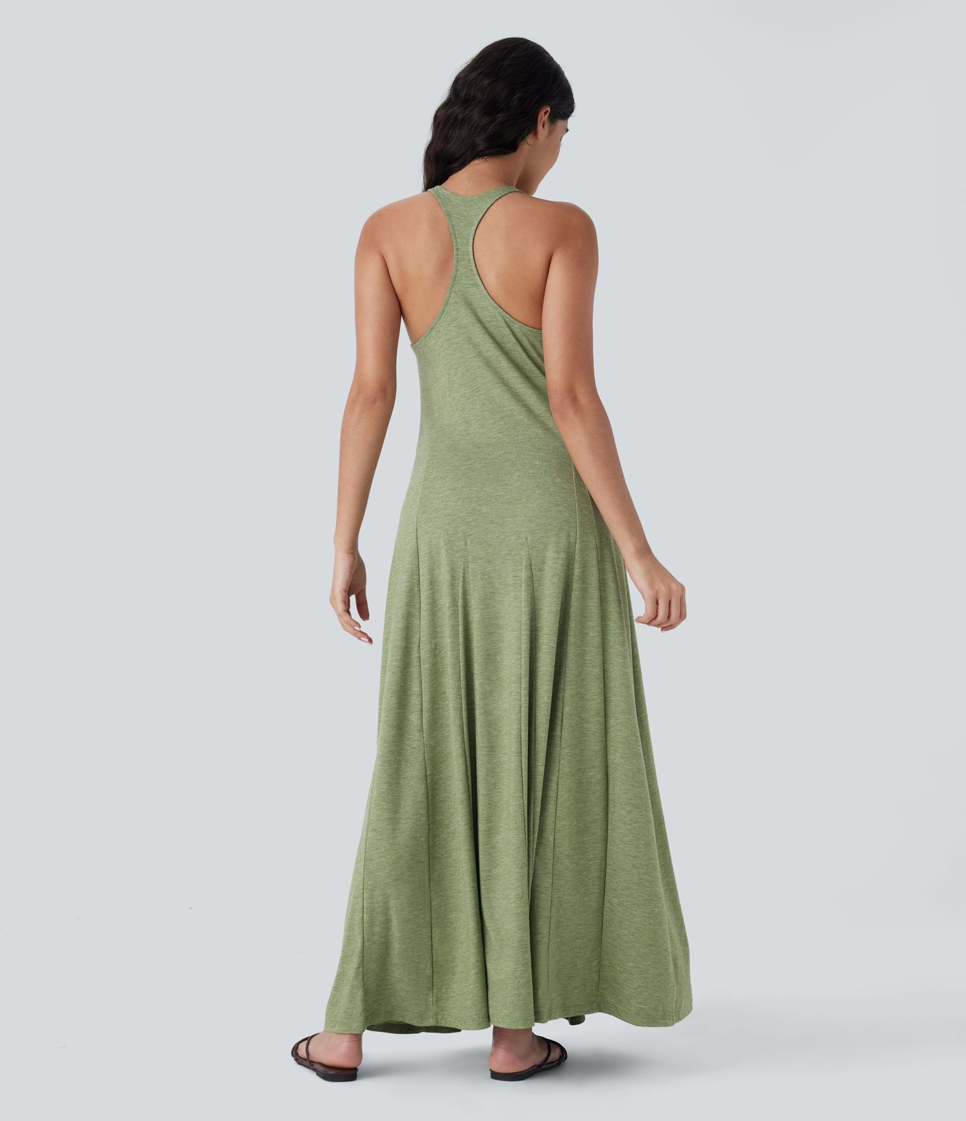 Sleeveless Backless Racerback Loose Maxi Casual Dress