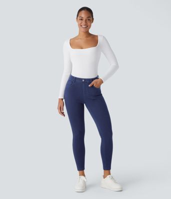 Leggings 7/8 de travail en denim taille haute avec poches Halara Flex™