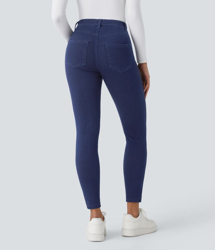 Leggings 7/8 de travail en denim taille haute avec poches Halara Flex™
