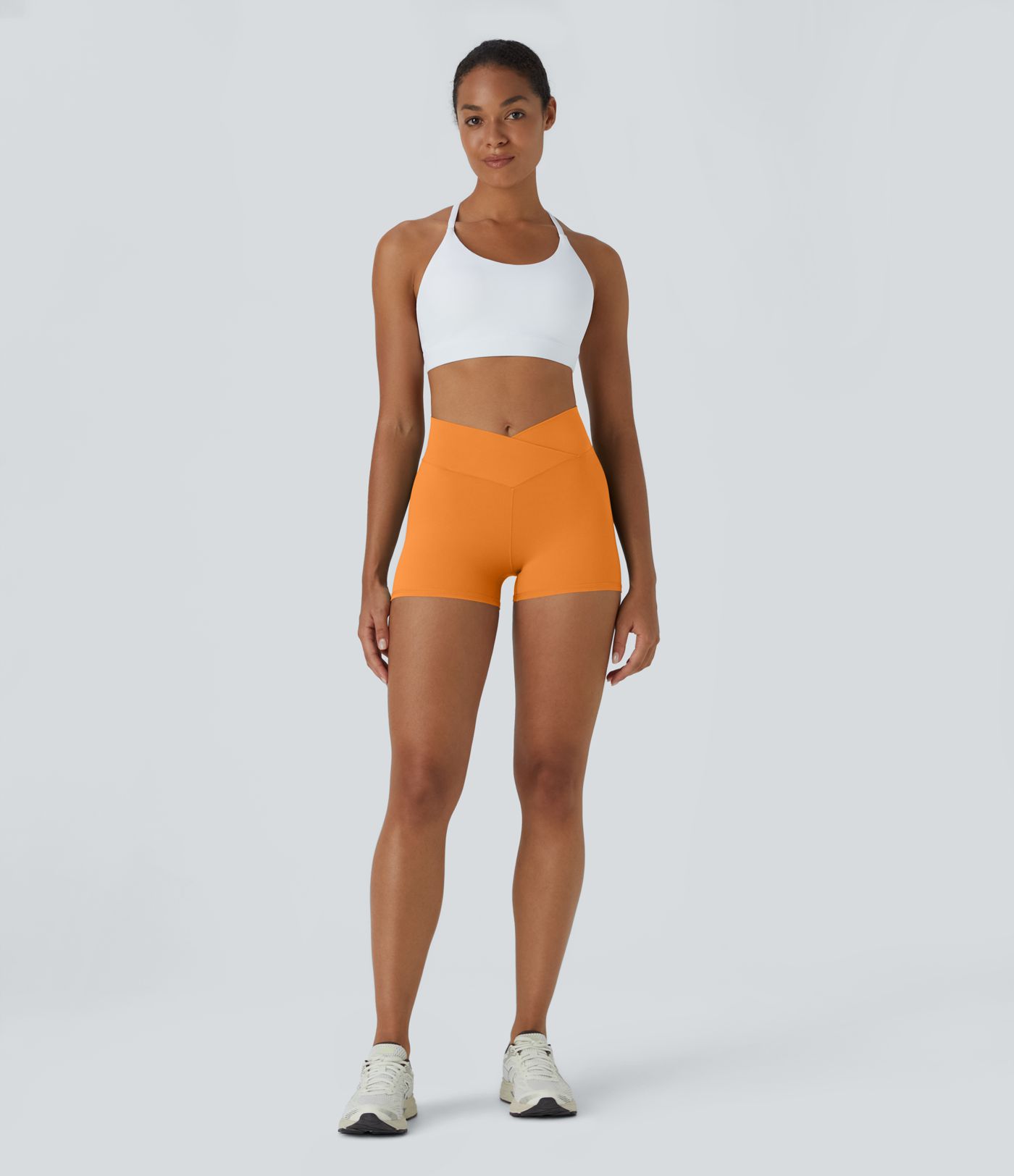 SoftlyZero™ High Waisted Crossover Plain Yoga Biker Shorts 3''-UPF50+