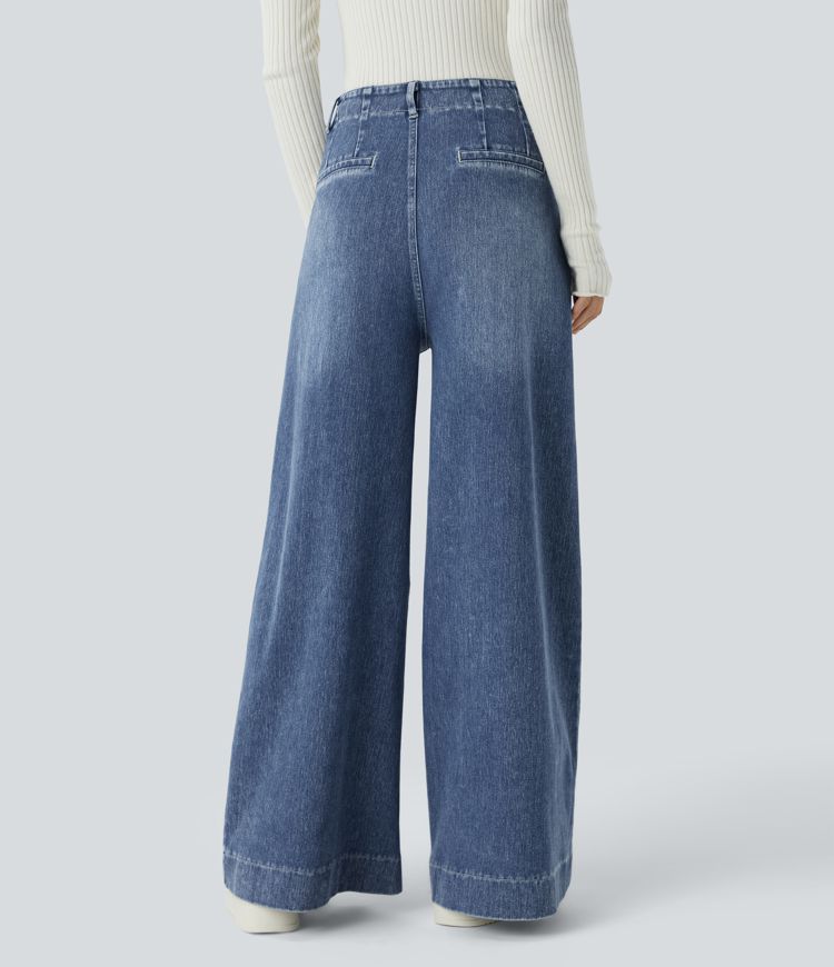 Jean large décontracté Halara Flex™ taille haute avec poches, lavé