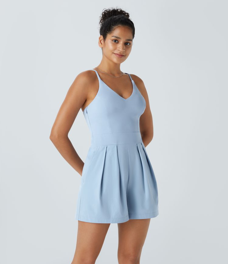 Breezeful™ Combishort Dos Nu Poche Zippée Invisible Sur le Côté Jambe Large Séchage Rapide