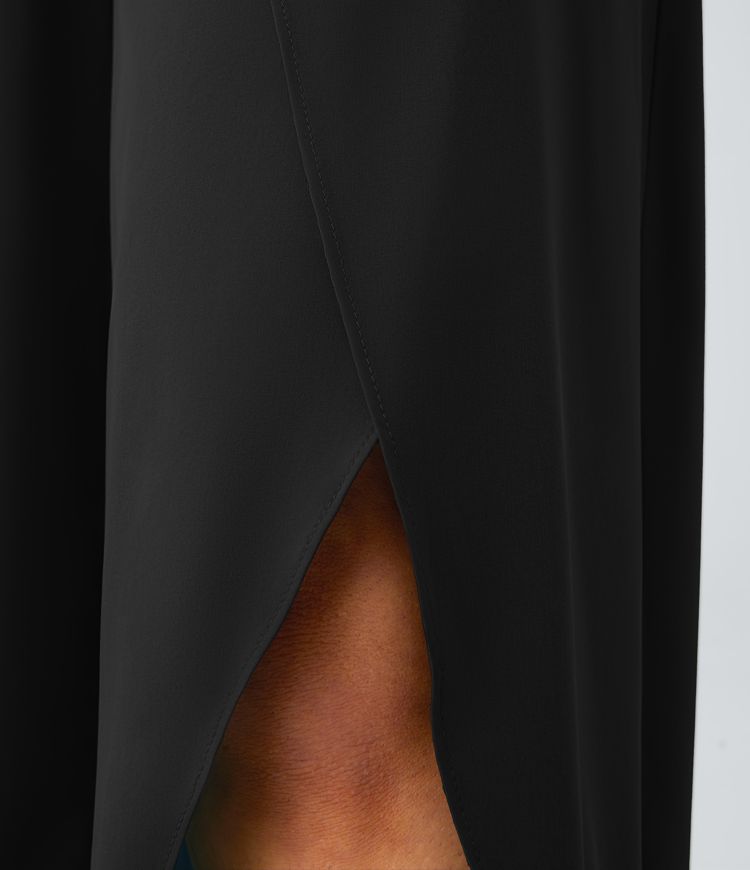 Breezeful™ High Waisted Back Waistband Pocket Palazzo Flowy Split Wide Leg Quick Dry Casual Trousers