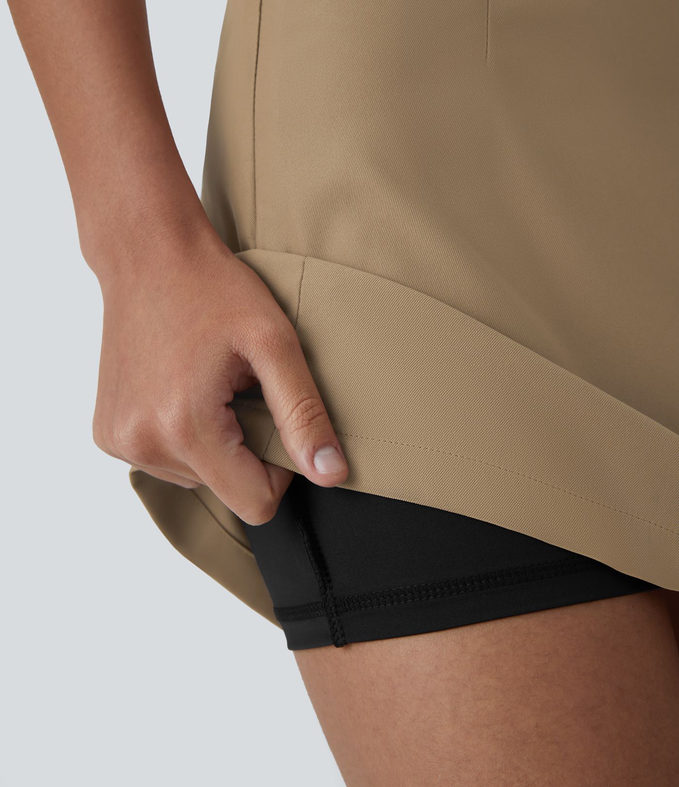 High Waist Side Invisible Zipper 2-in-1 A-line Mini Casual Skirt