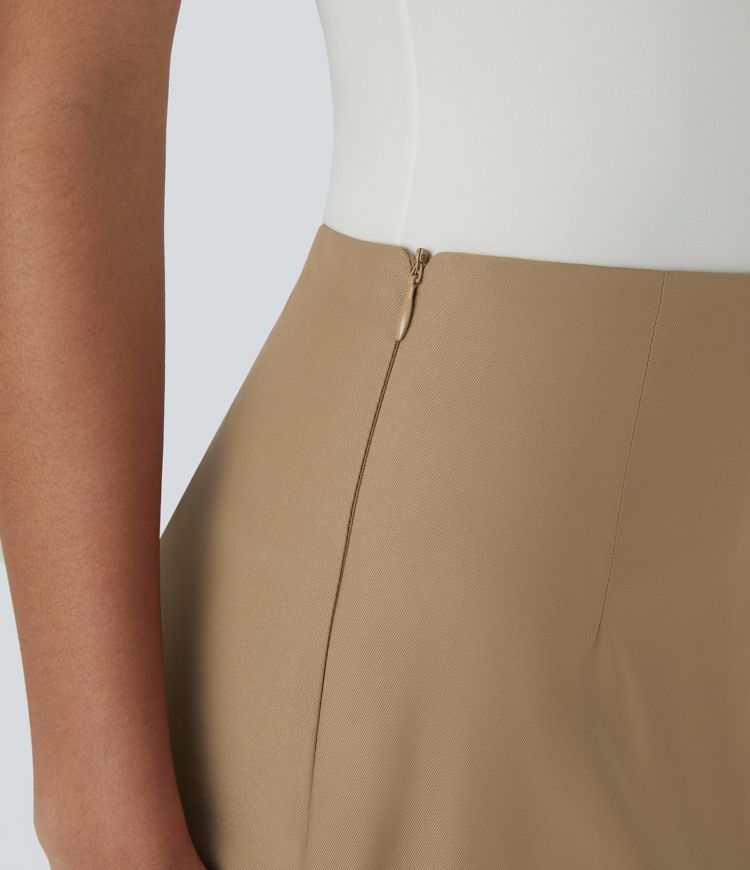 Minifalda casual 2 en 1 de tiro alto en línea A con cremallera invisible lateral 