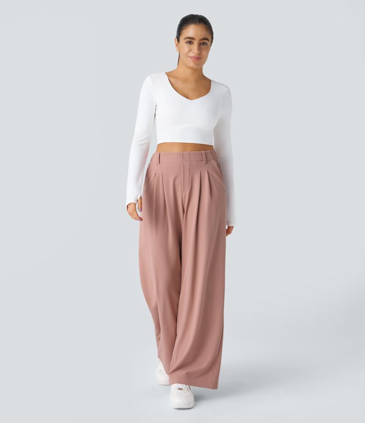 Halara Flex™ High Waisted Pocket Wide Leg Waffle Work Pants