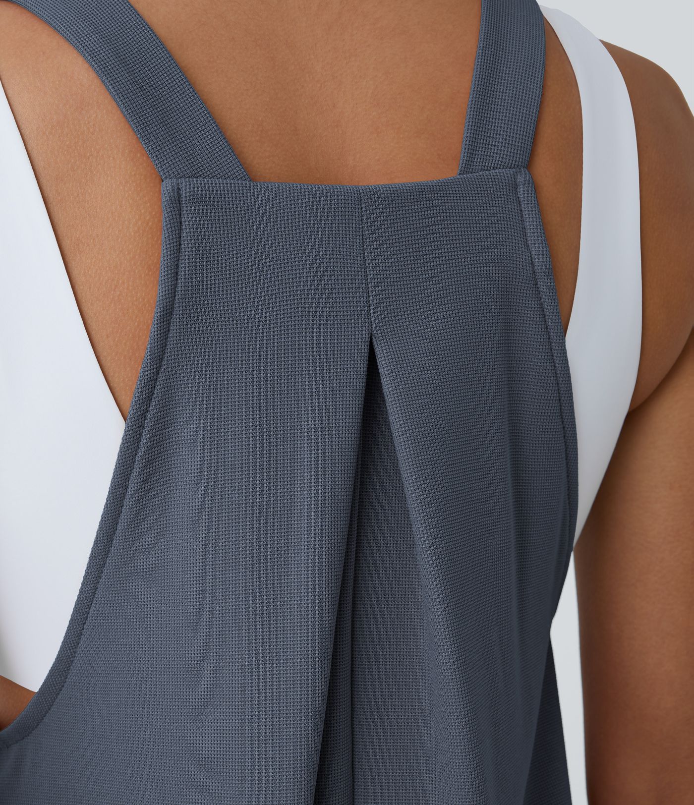 Pockets Waffle Casual Short Overalls