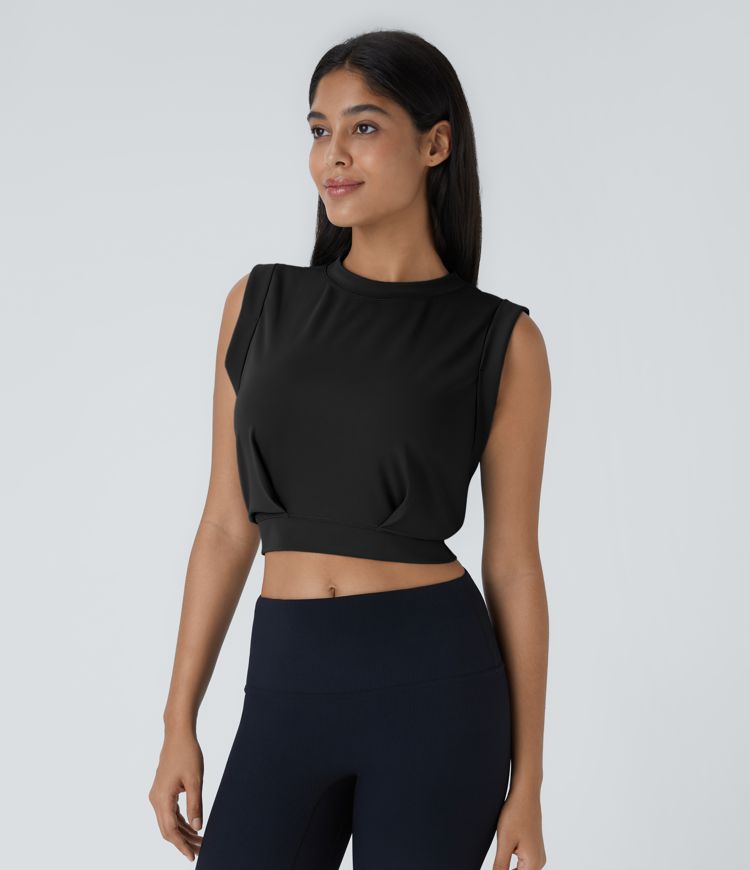 Débardeur Yoga Court Sans Manches Col Rond