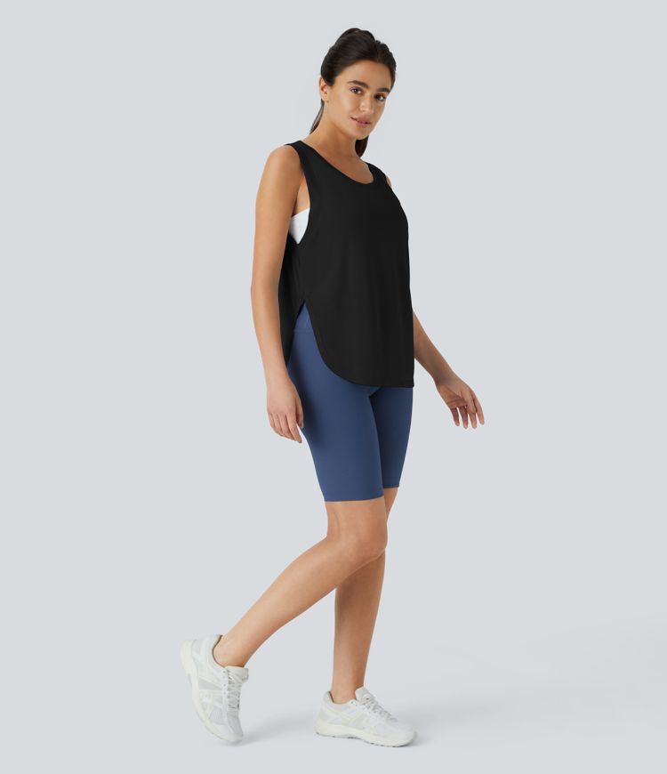 Top sin manga cuello redondo abertura