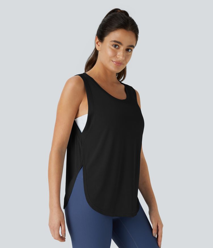 Top sin manga cuello redondo abertura