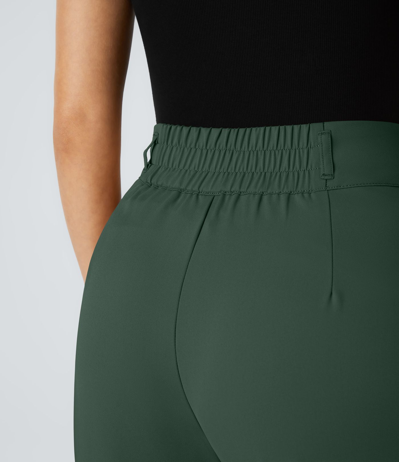 Pantalón oficina tiro alto botón cremallera bolsillo lateral fruncido pierna recta