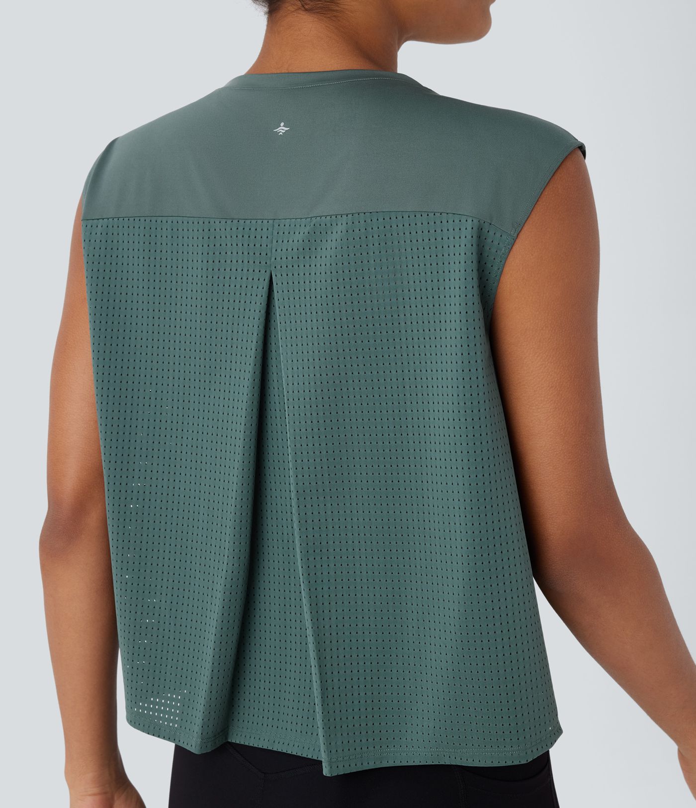 Lauf-Tanktop mit Rundhalsausschnitt und kontrastierendem Netzstoff