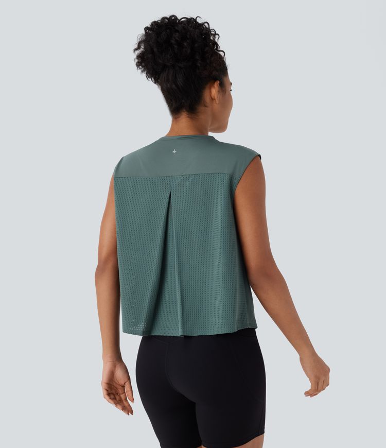 Lauf-Tanktop mit Rundhalsausschnitt und kontrastierendem Netzstoff