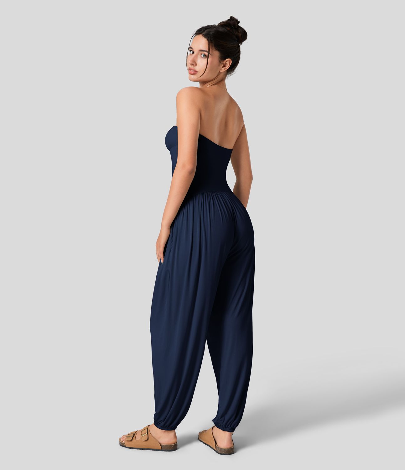 Ribbed Tube Pocket Casual Jumpsuit