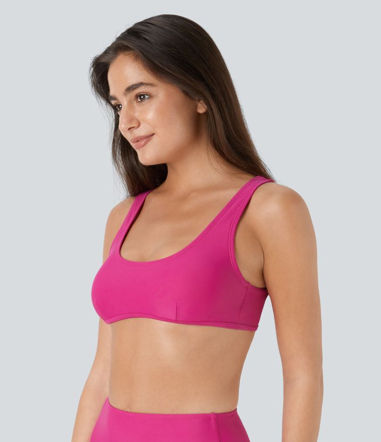 Solid U Neck Bikini Top Swimsuit