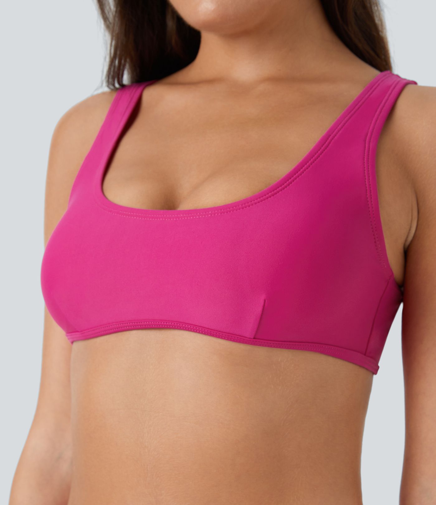 Solid U Neck Bikini Top Swimsuit